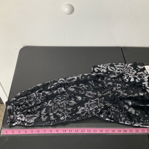 Chico's Top Women 3 (XL) Dark Floral Velvet Burnout Long Sleeve Button Up Blouse - Picture 10 of 12
